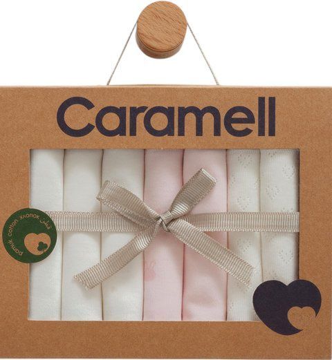 Комплект бавовняних хустинок Caramell Cute Rabbit 7шт. молочний MND1491-m фото